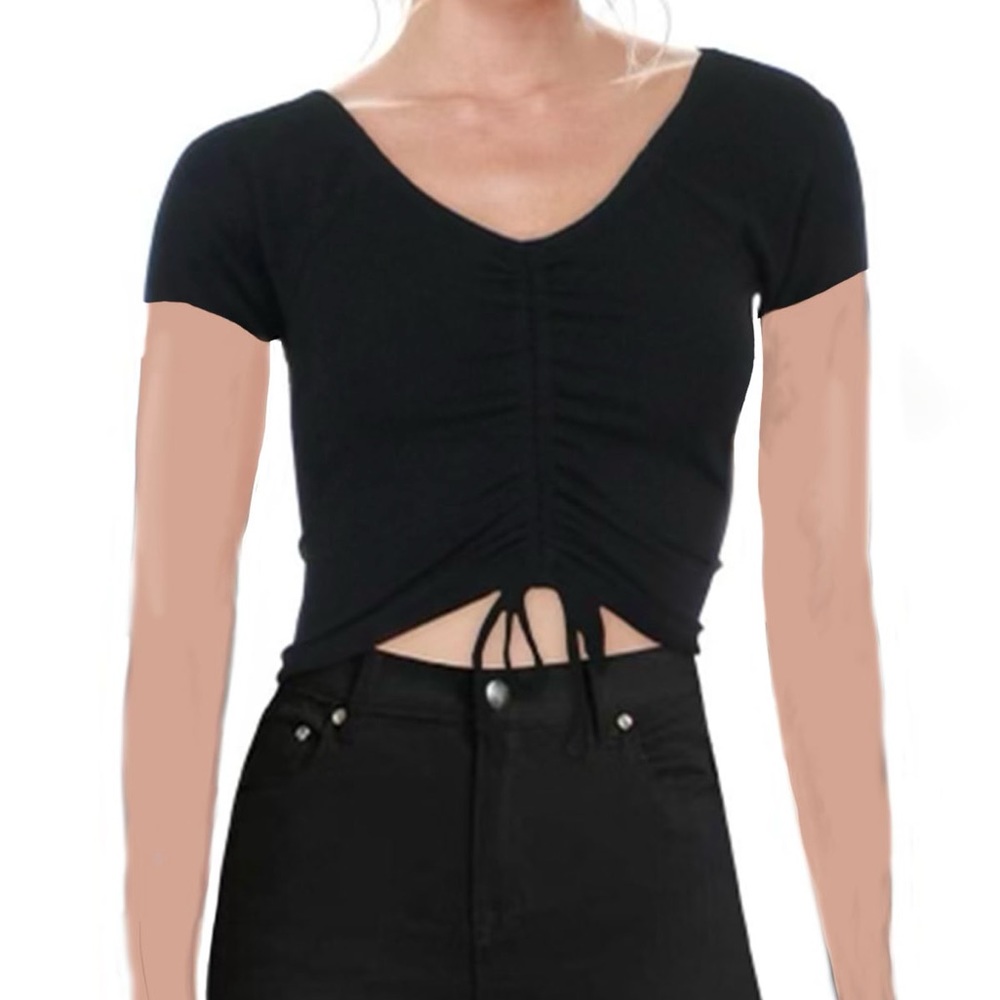 Black Ruched Crop Top